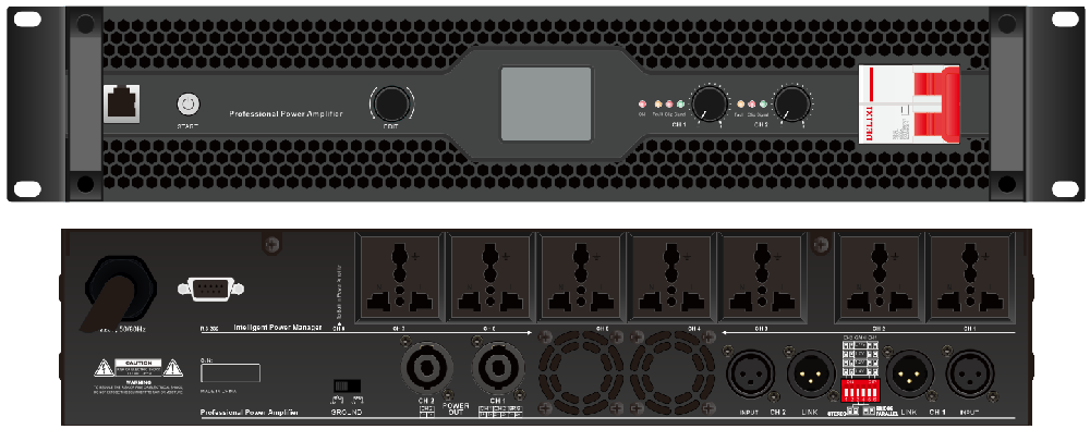 专业纯后级功率放大器2*1000W